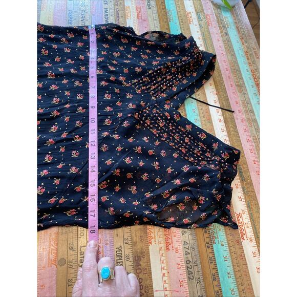 VTG 90s Y2k April Cornell S Rayon Floral Prairie Babydoll Slip Dress Sheer Beads - Picture 16 of 16